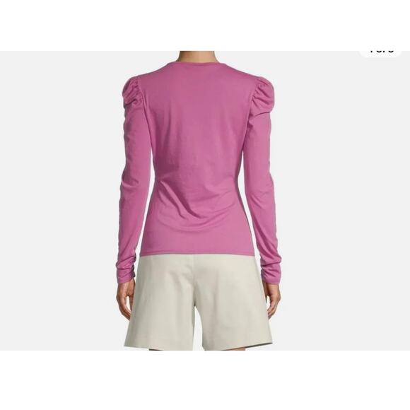 Rebecca Taylor Purple womens Ruched Long Sleeve Shoulder Knit Top Medium - Picture 14 of 16